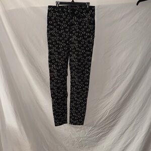 Blackheart Cat Pattern Jeans - Black and White